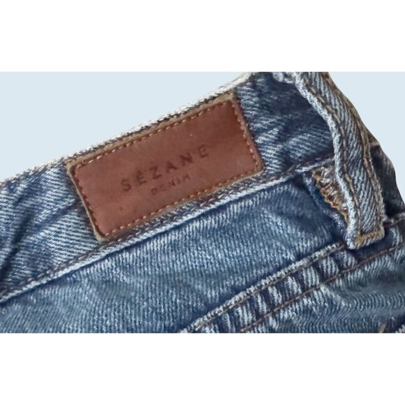 SEZANE Hi Rise Button Fly Straight Leg Raw Hem Jean Size 27 - Picture 7 of 8